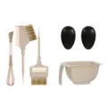 Hair dye brush bowl set professional hair coloring tools mixing whisk and ear caps for salon styling - Solid Camel Yellow / 5 Pieces/Pack