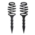 Black spiral hair brush with pointed tail, hollow design for hair styling and massage. - OPP Bag / Bristleless Black (Excludes Wheat Straw)