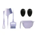 Purple hair dyeing tool set with mixing bowl, brushes, and ear covers for salon use. - Solid Soft Blue / 5 Pieces/Pack