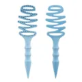 Blue spiral hair brush with soft bristles, hollow massage styling comb for anti-static hair. - OPP Bag / Bristleless Wheat Straw Blue