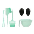 Professional hair dye tool set including mixing bowl, brushes, and ear covers for salon use. - Solid Turquoise Blue / 5 Pieces/Pack