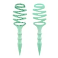Green spiral hollow hair brush for scalp massage and anti-static styling, perfect for daily use. - OPP Bag / Bristleless Wheat Straw Green