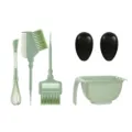 Professional Hair Dyeing Tool Set Green Mixing Bowl Brush Comb Whisk Ear Caps Kit - Solid Bamboo Green / 5 Pieces/Pack