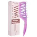 Pink hair styling comb vent brush detangling brush with matching box for salon home use - Marbled Colorful Double Teeth - Purple