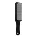 Black barber comb with wave handle and hanging hole for professional men hair styling. - Black