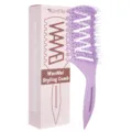 Purple curved vent styling hair brush with matching branded packaging box for daily hair care. - Solid Color Double-Teeth - Purple