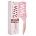 Pink hair styling comb with curved vent design and matching box for easy daily care. - Solid Color Double-Teeth - Pink