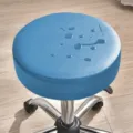 Housse de tabouret ronde en cuir imperméable bleue, protection coussin chaise pivotante. - Bleu Lac