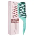 WanMei Vented Styling Hair Brush, Green Curl Defining Comb for Hair Styling and Care - Solid Color Bristle Teeth - Green