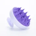 Silicone scalp massager shampoo brush in purple and white, ideal for hair washing and care. - White Purple
