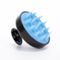 Silicone scalp massage brush for hair washing, soft bristles hair care tool in black blue. - Black Blue