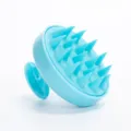 Silicone scalp massage brush for hair washing, shampoo brush with soft conical bristles. - Blue