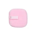 Pink square flannel cleansing puff with ribbon handle, soft makeup tool variant options - Pink