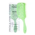 Spazzola per capelli cava verde a V, pettine districante flessibile per acconciature e cura - Spazzola Scheletro Ventilata / Sacchetto OPP / Verde