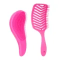 Set di spazzole per capelli in plastica rosa caramella, pettine da massaggio antistatico. - Set di 2 pezzi / Sacchetto OPP / Rosso rosa