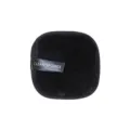 Black flannel facial cleansing sponge for gentle makeup removal and daily face exfoliating care. - Black
