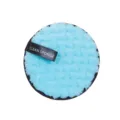 Blue fuzzy makeup removal puff cleansing pad for daily facial cleaning and gentle skin care. - Blue