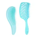 Spazzola per capelli curva color caramella per districare delicatamente, azzurra. - Set di 2 pezzi / Sacchetto OPP / Blu