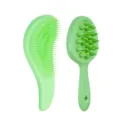 Groene kunststof twee-in-één shampoo borstel en hoofdhuid massage kam set voor haar. - Ontwarringsborstel En Shampooborstel / OPP Zak / Groen