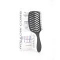 Black V-shaped hollow hair brush, vent detangling comb for salon styling and daily hair care. - Black