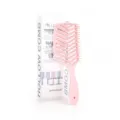 Pink hollow hair brush curved vent styling comb for smooth detangling and salon hairdressing. - Light Pink