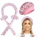 Set di bigodini senza calore in raso leopardato rosa con cuffia e fascia per capelli. - Arricciacapelli E Cuffia da Notte / Leopardo Rosa