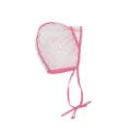 Cuffia per mèches in silicone a pois rosa con lacci per la colorazione professionale dei capelli. - Imballaggio in sacchetto / Cuffia Rosa + Ago in Plastica