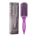 Brosse à cheveux coiffante à neuf rangs professionnelle avec manche ergonomique pour boucles. - Emballage en boîte / Violet