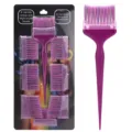 Juego de cepillos profesionales para tinte de pelo con múltiples cabezales y punta. - Mango Púrpura Cerdas Púrpuras