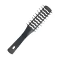 Black plastic vented hair brush for salon styling, double-sided design with anti-slip handle. - Double-Sided Vent Brush / Black