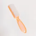 Spazzola per pulizia capelli in plastica arancione con setole bianche morbide per parrucchiere. - Arancione Trasparente