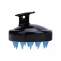 Black silicone shampoo brush scalp massager with blue bristles for hair washing and bath care - Black Blue