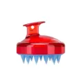Silicone scalp massage brush for hair washing and cleaning, soft bristles for relaxing shower use. - Transparent Red