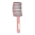 Spazzola per capelli ricurva rosa con setole di cinghiale e per il massaggio quotidiano. - Sacchetto OPP / Tutto Rosa Con Setole
