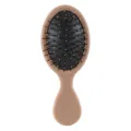 Compact cushion hair brush with soft bristles, daily scalp massage comb for all hair types. - Light Coffee