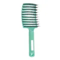 Spazzola per capelli ricurva verde con setole di cinghiale, design ventilato per lo styling. - Sacchetto OPP / Tutto Teal Con Setole