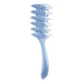 Blue leaf vent hairbrush for detangling and scalp massage, anti-static styling tool. - Nylon Bristle Style / OPP Bag / Blue