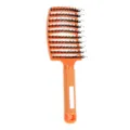 Oranje gebogen haarborstel met zwijnenhaar en nylon pinnen voor dagelijkse styling. - OPP Zak / Helemaal Oranje Met Borstels