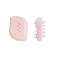 Pink ABS shampoo brush and scalp massager comb for gentle hair washing and daily care. - Pink