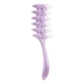 Curved hollow hair detangling brush, ergonomic purple leaf design for scalp massage and styling. - Nylon Bristle Style / OPP Bag / Purple