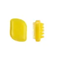 Yellow ABS scalp massage shampoo brush, ergonomic handheld hair washing comb for home use. - Yellow