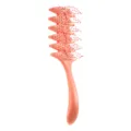 Ergonomic leaf-shaped hair brush for curl defining and detangling with anti-static vented design. - Nylon Bristle Style / OPP Bag / Orange