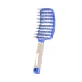 Brosse à cheveux incurvée bleue pour coiffage, peigne à neuf rangées de massage pour soins. - Bleu lisse - comme sur la photo