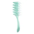 Mint green leaf hair styling brush hollow detangling comb anti static scalp massager tool - Nylon Bristle Style / OPP Bag / Green