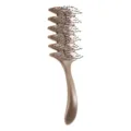 Curved hair brush for detangling styling, anti-static scalp massage comb with hollow leaf design. - Nylon Bristle Style / OPP Bag / Brown