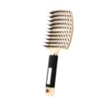 Brosse à cheveux incurvée avec poils de sanglier et picots dorés pour le coiffage quotidien. - Or avec plumes