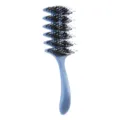 Brosse à cheveux feuille bleue avec poils mixtes pour massage du cuir chevelu et boucles. - Style de Poils de Sanglier / Sac OPP / Bleu