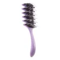 Brosse à cheveux courbée avec poils mixtes, brosse démêlante violette en forme de feuille. - Style de Poils de Sanglier / Sac OPP / Violet