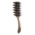 Brown leaf-shaped styling hair brush, curl defining bouncy hairbrush for daily care. - Boar Bristle Style / OPP Bag / Brown