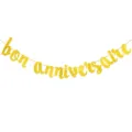 Χρυσή γιρλάντα bon anniversaire με γκλίτερ για διακόσμηση πάρτι γενεθλίων και σπιτιού. - Glitter Banner bon anniversaire (DFQ838)